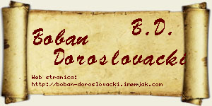 Boban Doroslovački vizit kartica